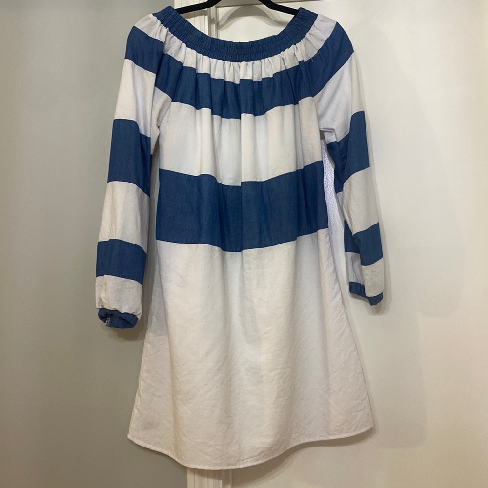Chambray and cotton off the shoulder shirt dress